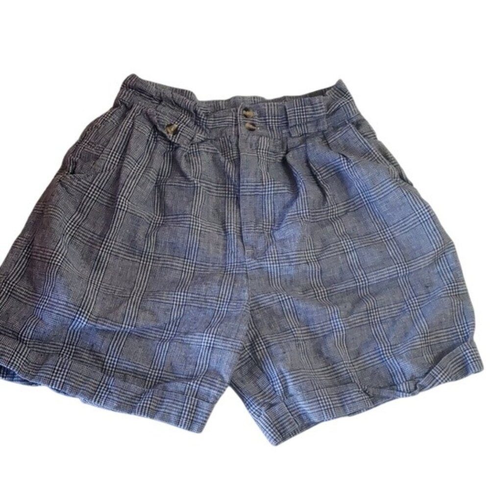Vintage 90s‎ Womens Navy Blue Plaid Shorts Size 11/12 Summer Vacation Casual